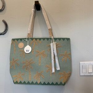 Spartina 449 palm beach tote, Sea Foam with Woven Accents